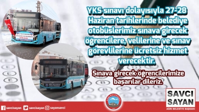Ağrı’da YKS öğrencilerine ve görevlilerine belediye otobüsleri ücretsiz