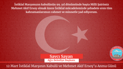 Başkanımız Savcı Sayan'ın 12 Mart İstiklal Marşının Kabulü ve Mehmet Akif Ersoy’u Anma Günü Mesajı
