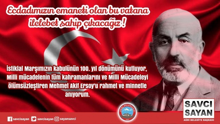 Başkanımız Savcı Sayan'ın 12 Mart İstiklal Marşının Kabulü ve Mehmet Akif Ersoy’u Anma Günü Mesajı