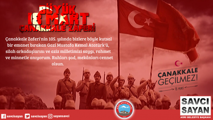 Belediye Başkanı Savcı Sayan’ın 18 Mart Çanakkale Zaferi ve Şehitleri Anma Günü Mesajı