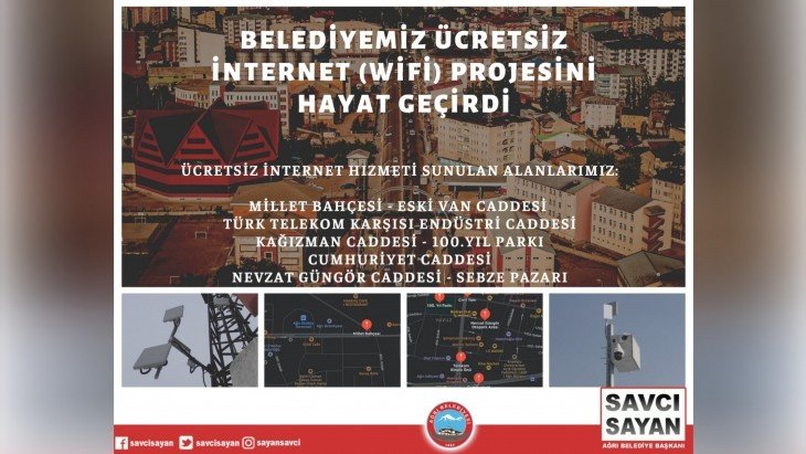 Belediyemiz ücretsiz internet hizmeti vermeye başladı