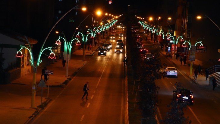 Lale Figürlü Aydınlatmalarla Caddelerde Görsel Şölen Yaşanıyor